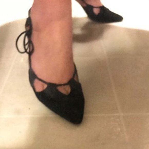 Manolo Blahnik Lace Ankle Wrap Pumps